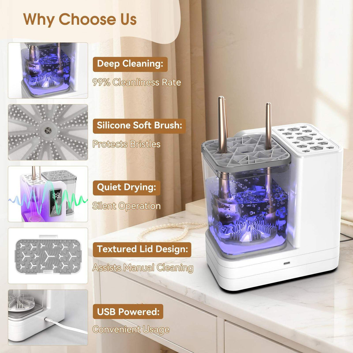 Glowvelle™ Dual-Action Makeup Brush Cleaner & Dryer